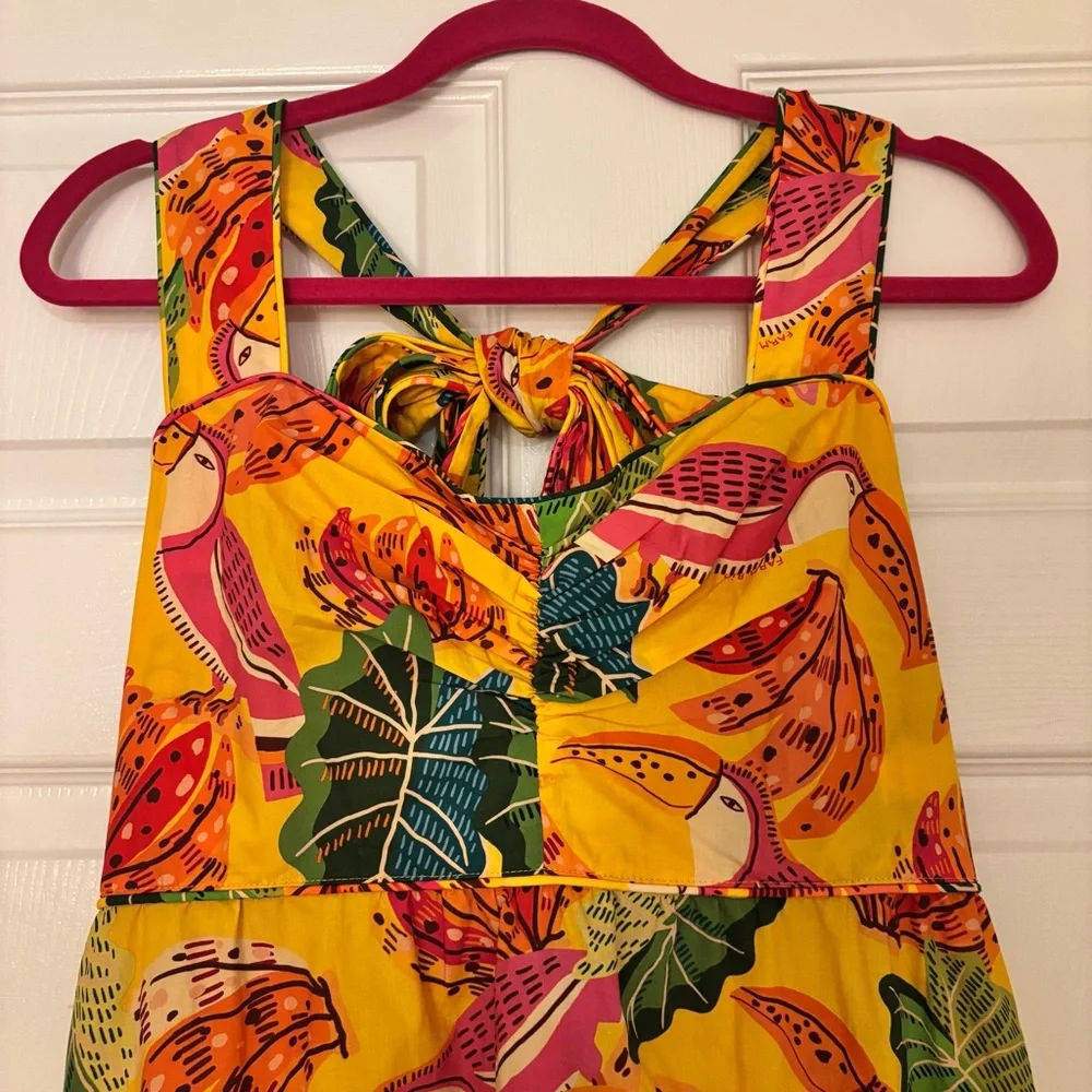 NWT Farm Rio Yellow Beaks and Bananas Maxi Dress Size Medium - Picture 6 of 9